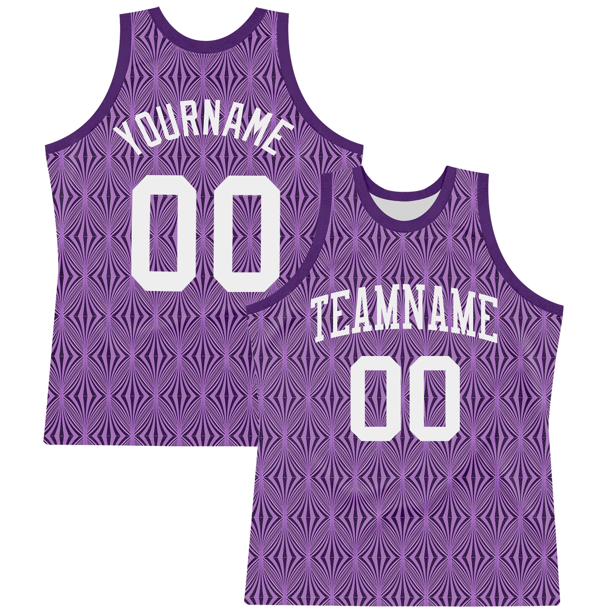 Custom Purple White Geometric Shape Round Neck Sublimation Basketball Suit Jersey