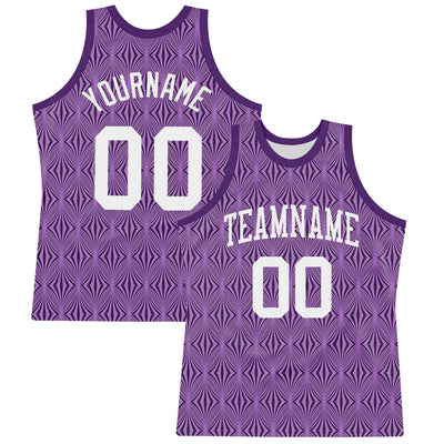 Custom Purple White Geometric Shape Round Neck Sublimation Basketball Suit Jersey