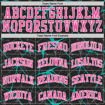 Custom Black Pink Aqua-White Abstract Network Round Neck Sublimation Basketball Suit Jersey