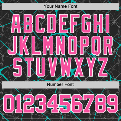 Custom Black Pink Aqua-White Abstract Network Round Neck Sublimation Basketball Suit Jersey