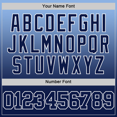 Custom Light Blue Navy-White Fade Fashion Round Neck Sublimation Basketball Suit Jersey