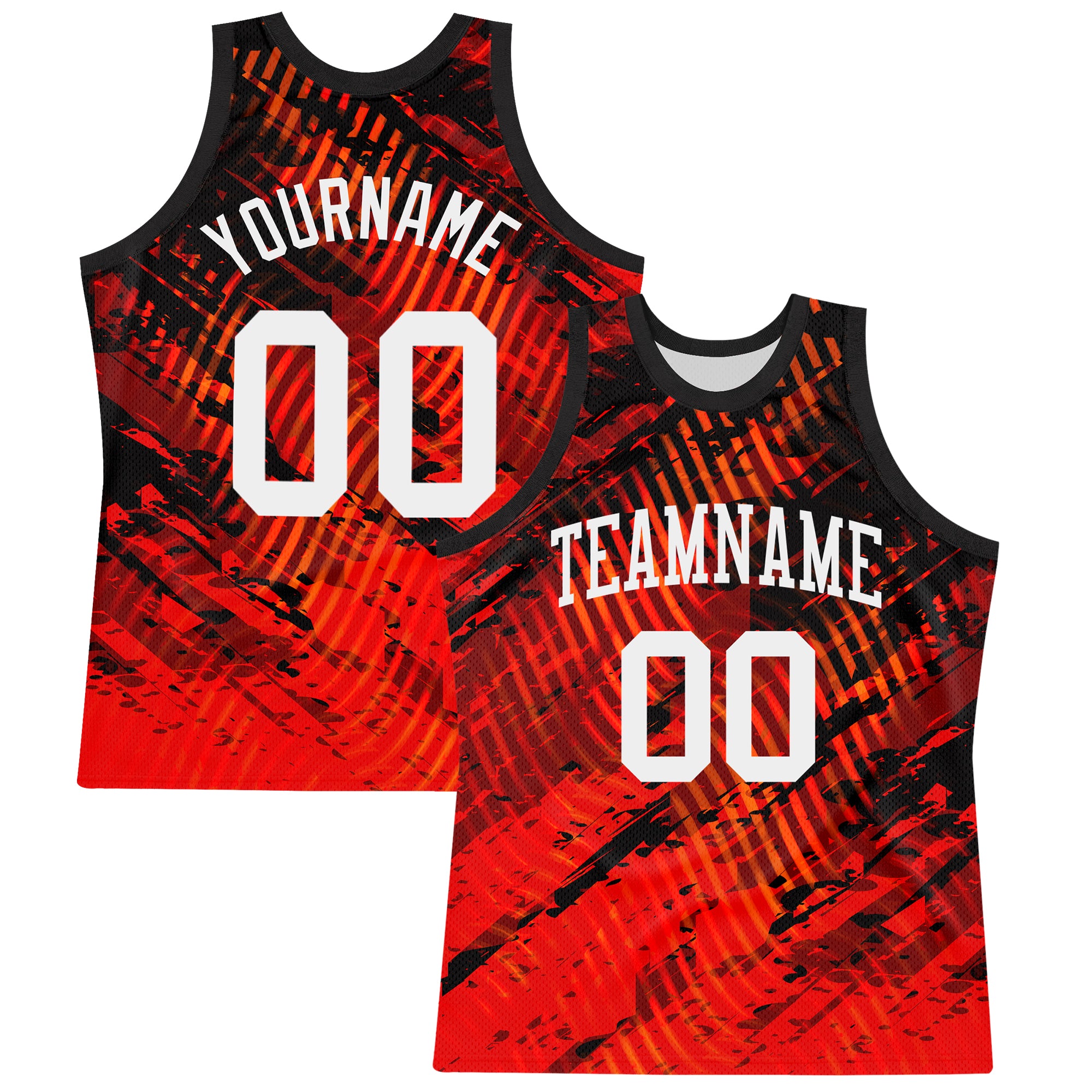 Custom Red White-Black Splash Round Neck Sublimation Basketball Suit Jersey