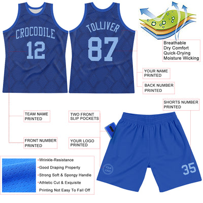 Custom Royal Light Blue Dot Round Neck Sublimation Basketball Suit Jersey
