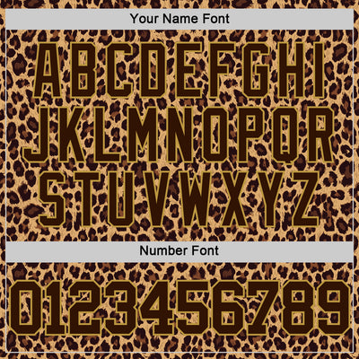 Custom Brown Old Gold Leopard Print Round Neck Sublimation Basketball Suit Jersey