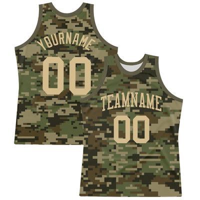 Custom Camo Vegas Gold-Olive Round Neck Sublimation Salute To Service Basketball Suit Jersey