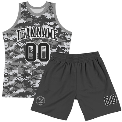 Custom Camo Black-White Round Neck Sublimation Salute To Service Basketball Suit Jersey