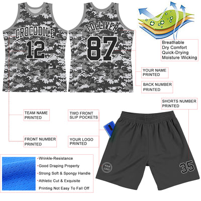 Custom Camo Black-White Round Neck Sublimation Salute To Service Basketball Suit Jersey