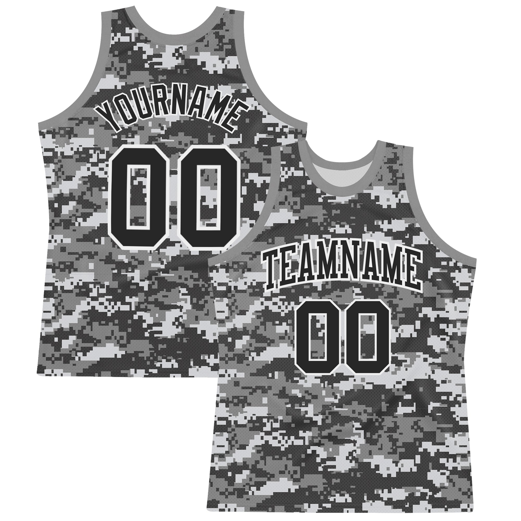 Custom Camo Black-White Round Neck Sublimation Salute To Service Basketball Suit Jersey