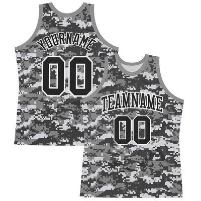 Custom Camo Black-White Round Neck Sublimation Salute To Service Basketball Suit Jersey