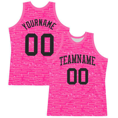 Custom Pink Black Fragment Art Round Neck Sublimation Basketball Suit Jersey