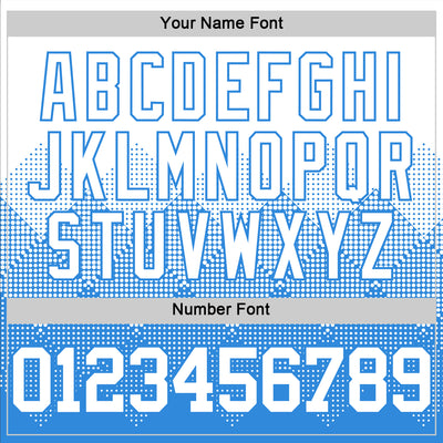 Custom White Powder Blue Gradient Square Shapes Round Neck Sublimation Basketball Suit Jersey