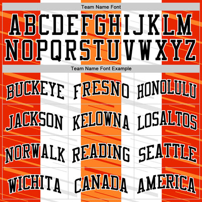 Custom White Black-Orange Line Round Neck Sublimation Basketball Suit Jersey