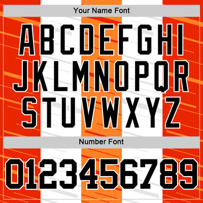 Custom White Black-Orange Line Round Neck Sublimation Basketball Suit Jersey