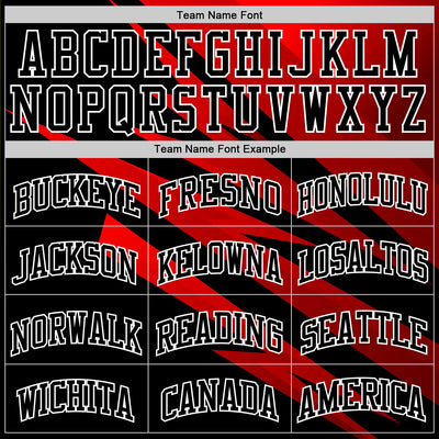 Custom Black Red-White Line Round Neck Sublimation Basketball Suit Jersey