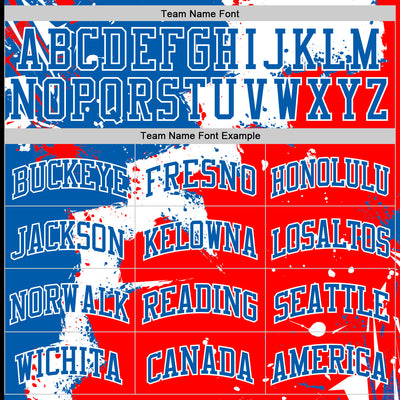 Custom Royal Red-White Splash Round Neck Sublimation Basketball Suit Jersey