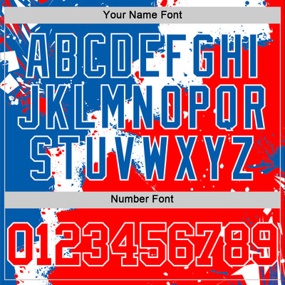 Custom Royal Red-White Splash Round Neck Sublimation Basketball Suit Jersey