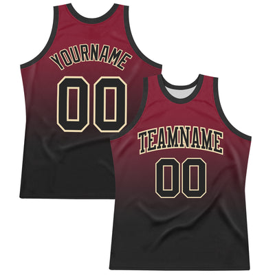 Custom Crimson Black-Cream Fade Fashion Round Neck Sublimation Basketball Suit Jersey
