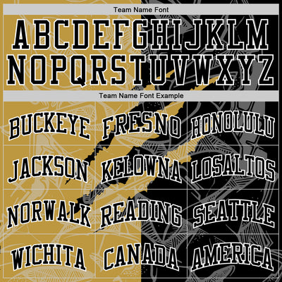 Custom Graffiti Pattern Black Old Gold-White Scratch Round Neck Sublimation Basketball Suit Jersey