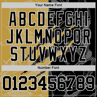 Custom Graffiti Pattern Black Old Gold-White Scratch Round Neck Sublimation Basketball Suit Jersey