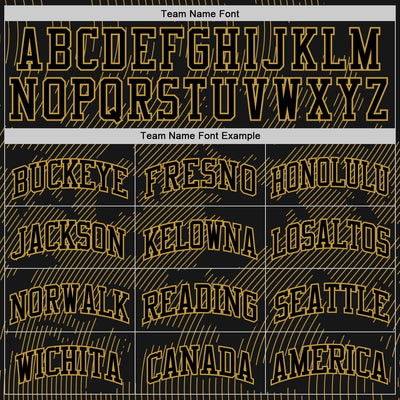 Custom Black Old Gold Curve Lines Round Neck Sublimation Basketball Suit Jersey