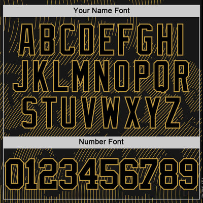 Custom Black Old Gold Curve Lines Round Neck Sublimation Basketball Suit Jersey