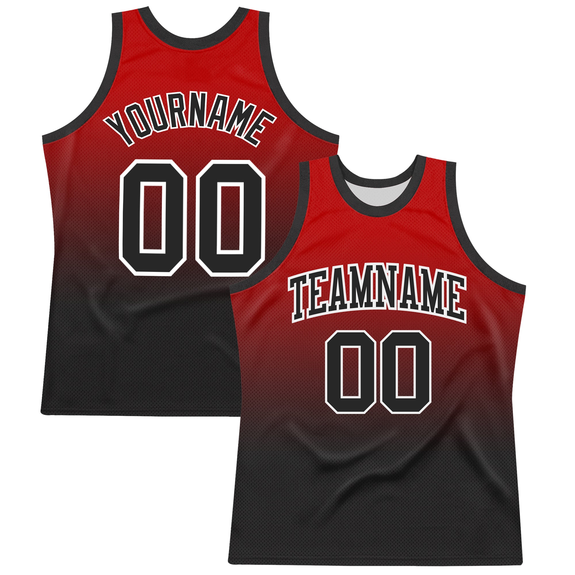 Custom Red Black-White Fade Fashion Round Neck Sublimation Basketball Suit Jersey