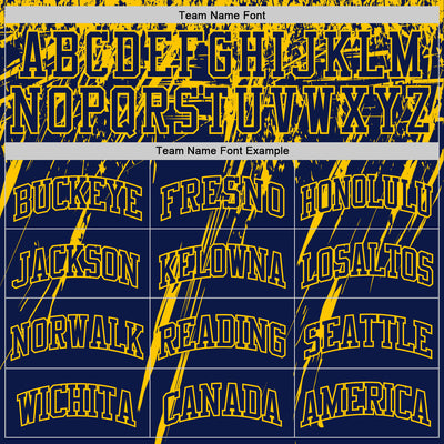 Custom Navy Yellow Splash Round Neck Sublimation Basketball Suit Jersey