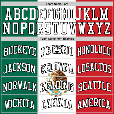 Custom Kelly Green White Red-Black Mexican Flag Round Neck Sublimation Basketball Suit Jersey