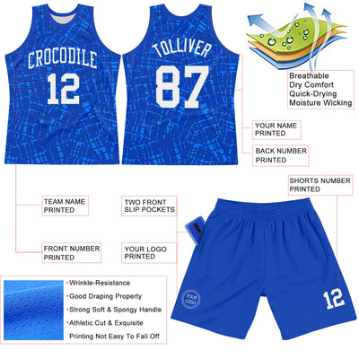 Custom Royal White Round Line Neck Sublimation Basketball Suit Jersey