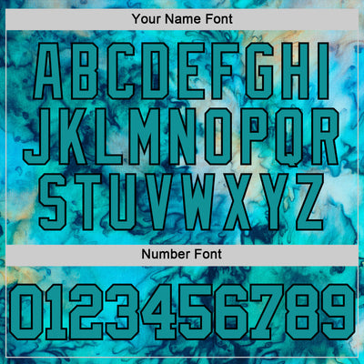 Custom Tie Dye Teal-Black Round Neck Sublimation Basketball Suit Jersey