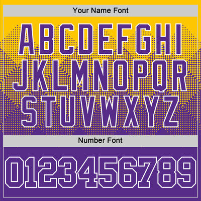 Custom Yellow Purple-White Gradient Square Shapes Round Neck Sublimation Basketball Suit Jersey