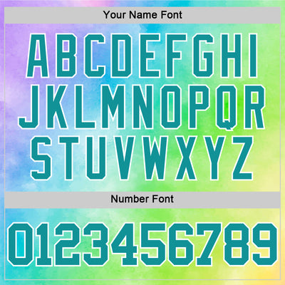 Custom Tie Dye Teal-White Round Neck Sublimation Basketball Suit Jersey