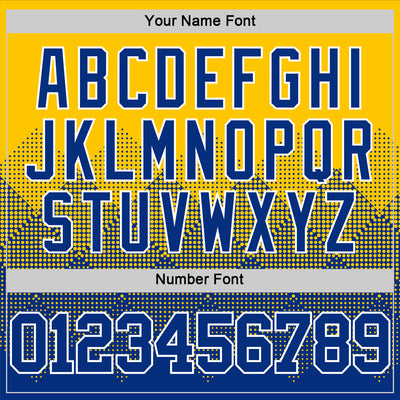 Custom Yellow Royal-White Gradient Square Shapes Round Neck Sublimation Basketball Suit Jersey