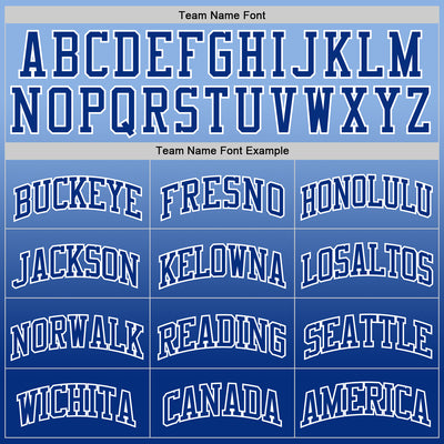 Custom Light Blue Royal-White Fade Fashion Round Neck Sublimation Basketball Suit Jersey
