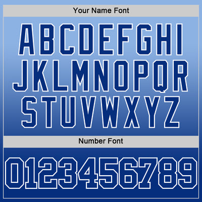 Custom Light Blue Royal-White Fade Fashion Round Neck Sublimation Basketball Suit Jersey