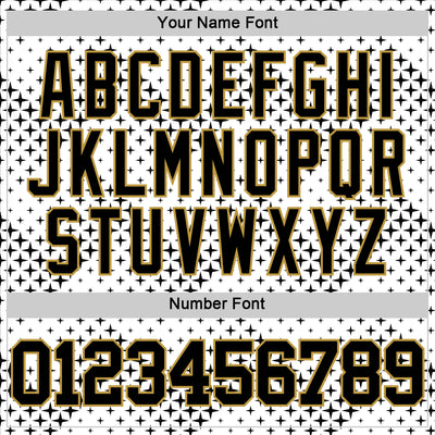 Custom White Black-Old Gold Geometric Shape Round Neck Sublimation Basketball Suit Jersey