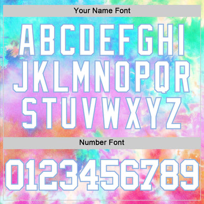 Custom Tie Dye White-Light Blue Round Neck Sublimation Basketball Suit Jersey