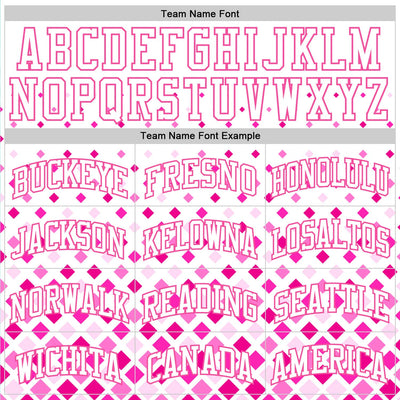 Custom White Pink Gradient Square Shapes Round Neck Sublimation Basketball Suit Jersey