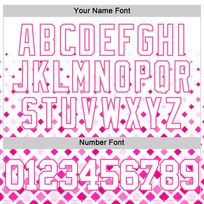 Custom White Pink Gradient Square Shapes Round Neck Sublimation Basketball Suit Jersey