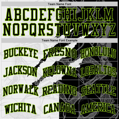 Custom Graffiti Pattern Black White-Neon Green Scratch Round Neck Sublimation Basketball Suit Jersey