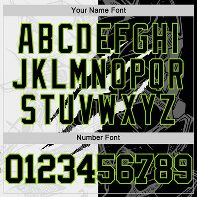 Custom Graffiti Pattern Black White-Neon Green Scratch Round Neck Sublimation Basketball Suit Jersey