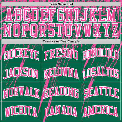 Custom Kelly Green Pink-White Splash Round Neck Sublimation Basketball Suit Jersey