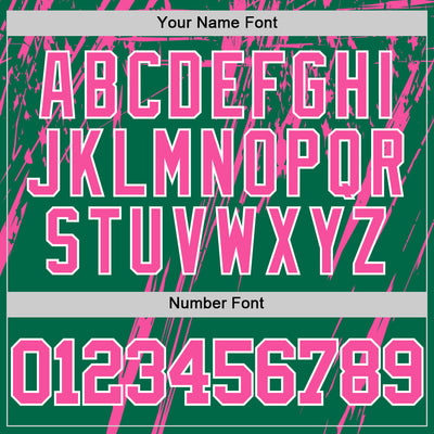 Custom Kelly Green Pink-White Splash Round Neck Sublimation Basketball Suit Jersey