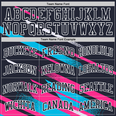 Custom Navy Pink Light Blue-White Line Round Neck Sublimation Basketball Suit Jersey