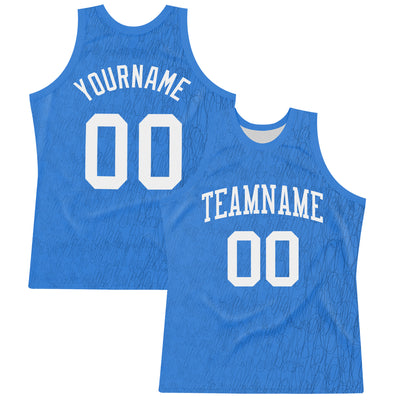 Custom Light Blue White Line Round Neck Sublimation Basketball Suit Jersey