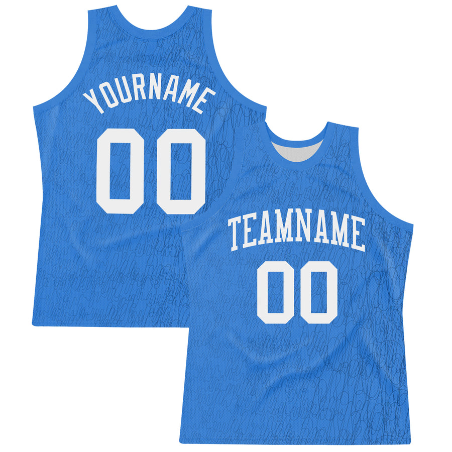 Custom Light Blue White Line Round Neck Sublimation Basketball Suit Jersey