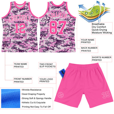 Custom Camo Pink-White Round Neck Sublimation Salute To Service Basketball Suit Jersey