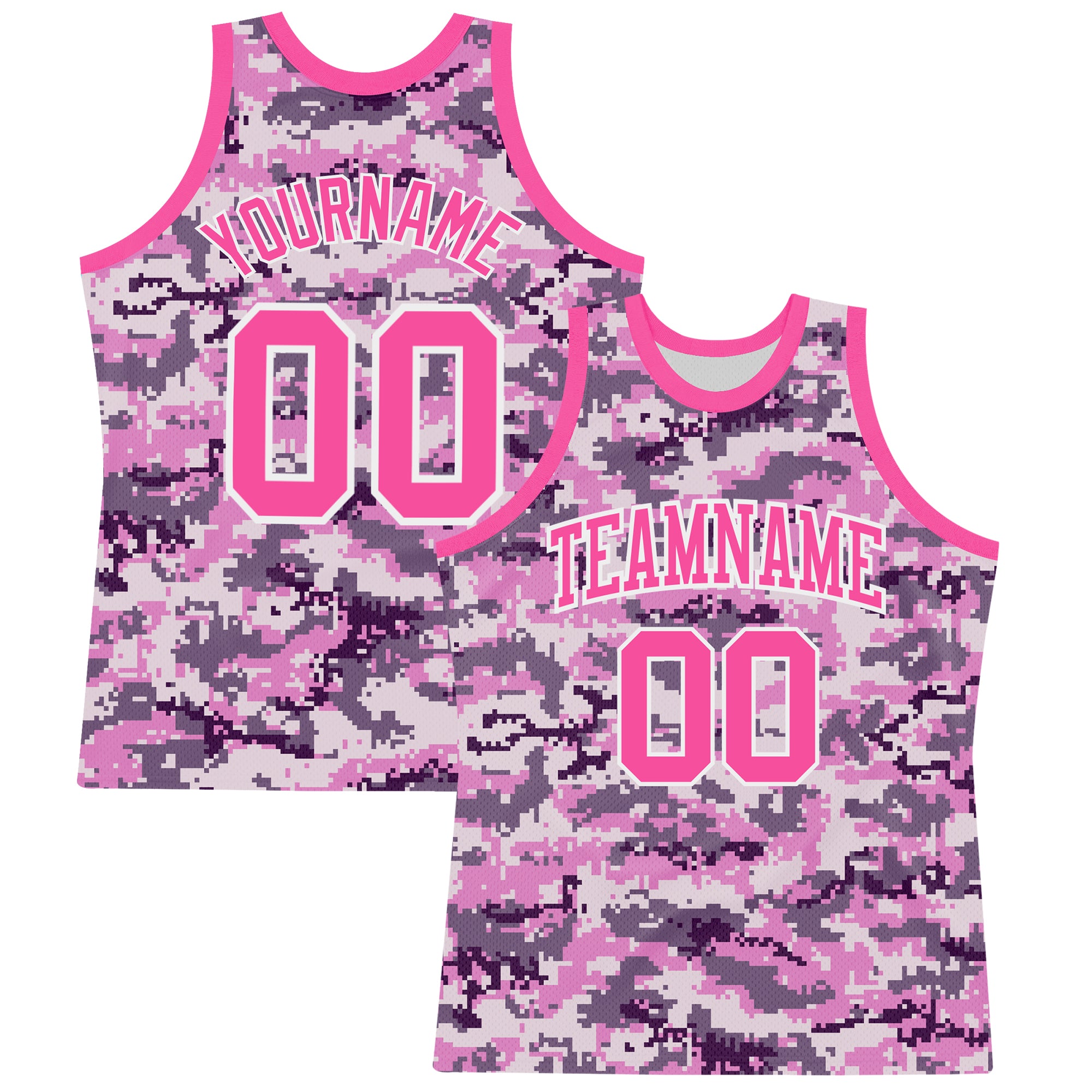 Custom Camo Pink-White Round Neck Sublimation Salute To Service Basketball Suit Jersey