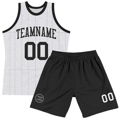 Custom Gray Black-White Line Round Neck Sublimation Basketball Suit Jersey