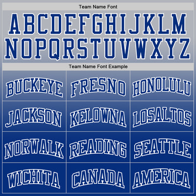 Custom Gray Royal-White Fade Fashion Round Neck Sublimation Basketball Suit Jersey